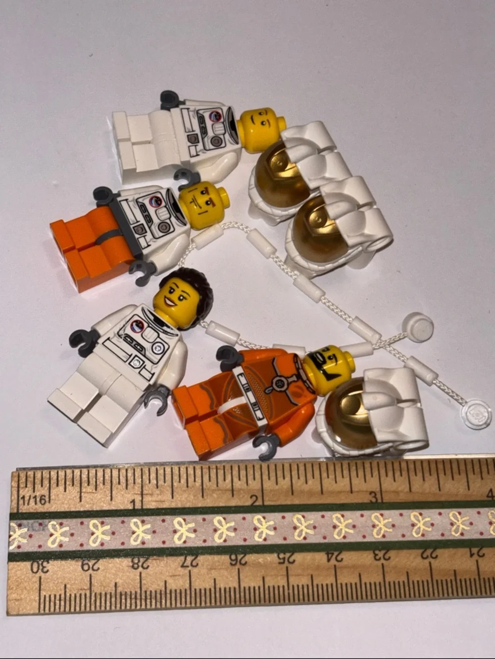 LEGO Astronaut Minifigure Lot with Gold Helmets - White & Orange